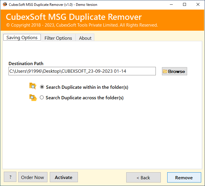 delete duplicate items in msg file